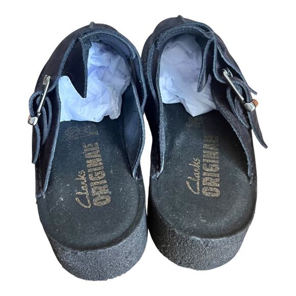 Clarks Originals Trek Wedge Platform Black Suede Slip On Mules Shoes Size 7.5 - Picture 4 of 9